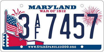 MD license plate 3AF7457