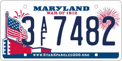 MD license plate 3AF7482