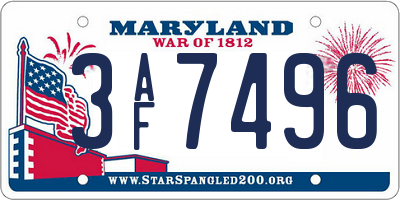 MD license plate 3AF7496