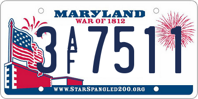 MD license plate 3AF7511