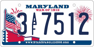 MD license plate 3AF7512