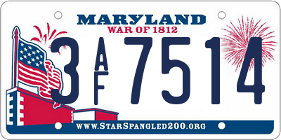 MD license plate 3AF7514