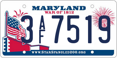 MD license plate 3AF7519