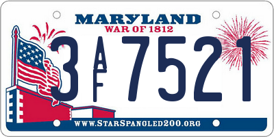 MD license plate 3AF7521