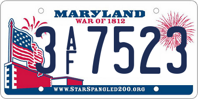MD license plate 3AF7523