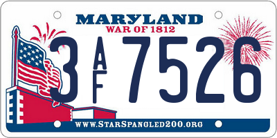 MD license plate 3AF7526