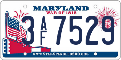 MD license plate 3AF7529