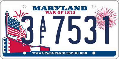 MD license plate 3AF7531