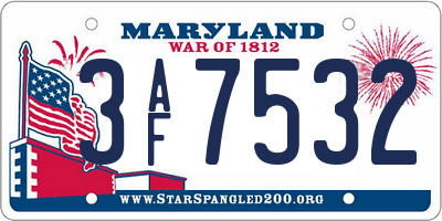 MD license plate 3AF7532