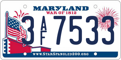 MD license plate 3AF7533