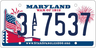 MD license plate 3AF7537