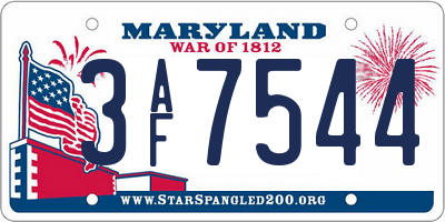 MD license plate 3AF7544