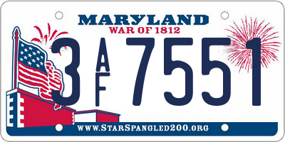 MD license plate 3AF7551