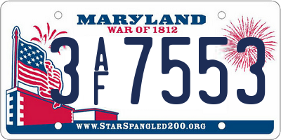 MD license plate 3AF7553