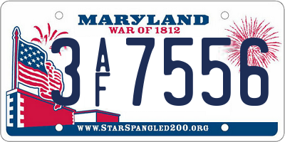 MD license plate 3AF7556