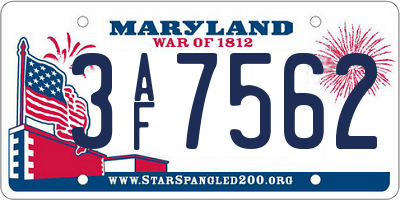 MD license plate 3AF7562