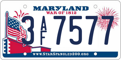 MD license plate 3AF7577