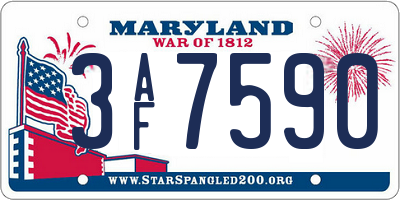 MD license plate 3AF7590