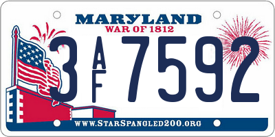 MD license plate 3AF7592
