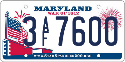 MD license plate 3AF7600