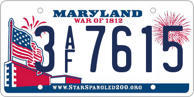 MD license plate 3AF7615