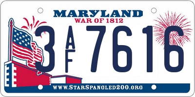MD license plate 3AF7616