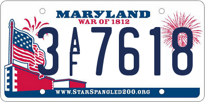 MD license plate 3AF7618