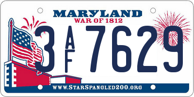 MD license plate 3AF7629