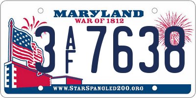 MD license plate 3AF7638
