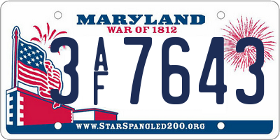 MD license plate 3AF7643