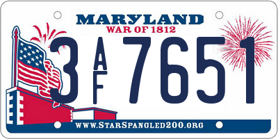 MD license plate 3AF7651