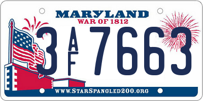 MD license plate 3AF7663