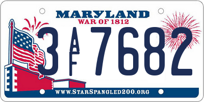 MD license plate 3AF7682