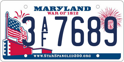 MD license plate 3AF7689