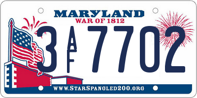 MD license plate 3AF7702