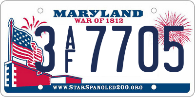 MD license plate 3AF7705