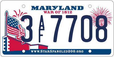 MD license plate 3AF7708