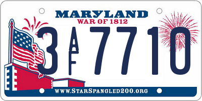 MD license plate 3AF7710