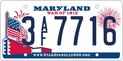 MD license plate 3AF7716