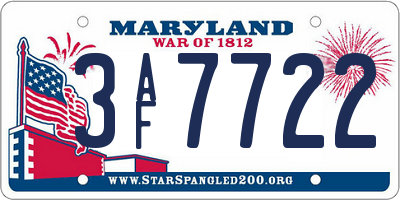 MD license plate 3AF7722
