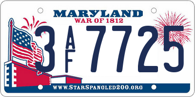 MD license plate 3AF7725