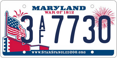 MD license plate 3AF7730