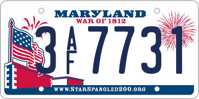 MD license plate 3AF7731