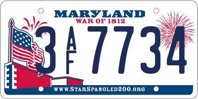 MD license plate 3AF7734