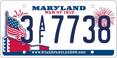 MD license plate 3AF7738