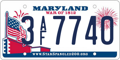 MD license plate 3AF7740