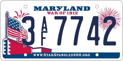 MD license plate 3AF7742