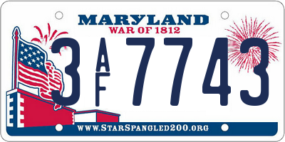 MD license plate 3AF7743