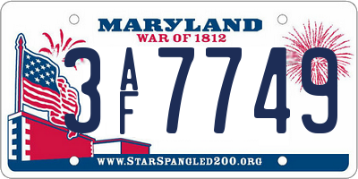 MD license plate 3AF7749