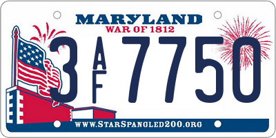 MD license plate 3AF7750